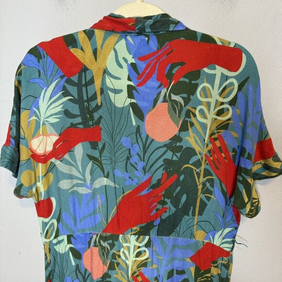 Hutch Rigby Tropical Floral Button Front Maxi Shirt Dress Size Small Pal… - Picture 8 of 12